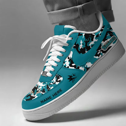 [SUPER SALE] NEW CUSTOMIZED NHL32 SJS SAN JOSE SHARKS AF1 SHOES