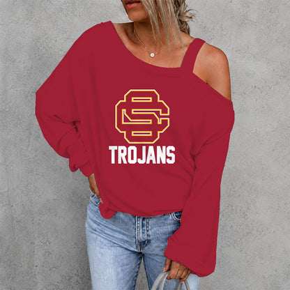 [FAN FAVORITE] NEW CUSTOMIZED NCAA FBS32 USC USC TROJANS DROP SHOULDER SWEATSHIRT