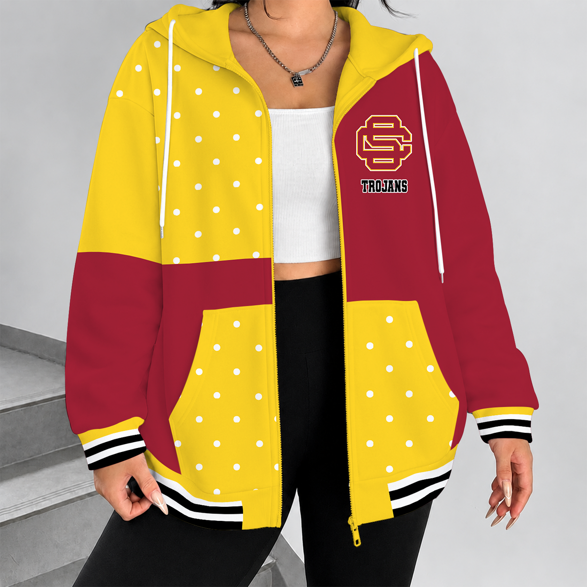 [FAN FAVORITE] NEW CUSTOMIZED NCAA FBS32 USC USC TROJANS ZIP HOODIE