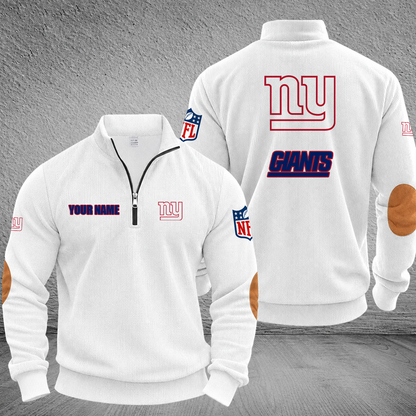 [SPECIAL OFFER] NEW CUSTOMIZED NFL32 NYG NEW YORK GIANTS MULTICOLOR STRIPED QUATER ZIP SWEATSHIRT
