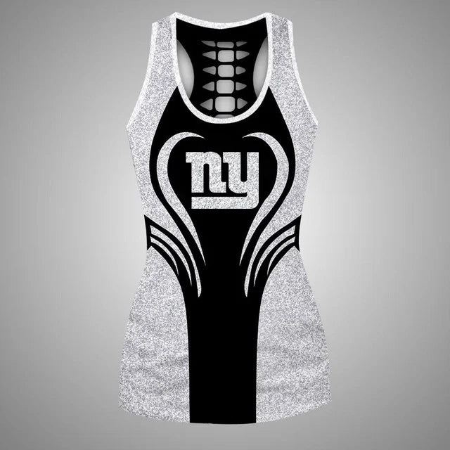 [SPECIAL OFFER] NEW CUSTOMIZED NFL32 NYG NEW YORK GIANTS HOLLOW TANK TOP & LEGGINGS SET