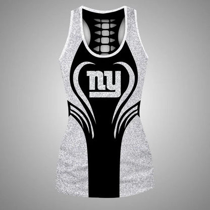 [SPECIAL OFFER] NEW CUSTOMIZED NFL32 NYG NEW YORK GIANTS HOLLOW TANK TOP & LEGGINGS SET