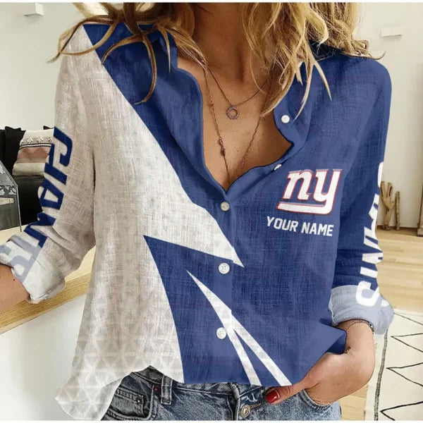 [SPECIAL OFFER] NEW CUSTOMIZED NFL32 NYG NEW YORK GIANTS WOMEN CASUAL SHIRT