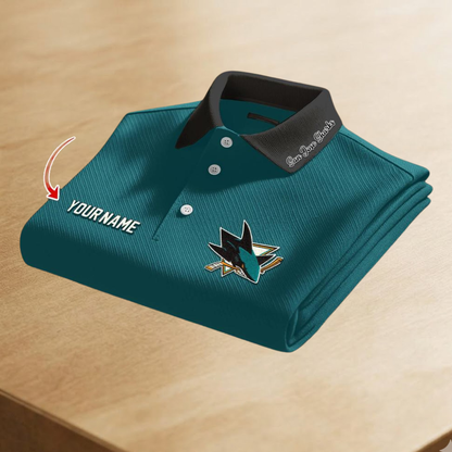[SUPER SALE] NEW CUSTOMIZED NHL32 SJS SAN JOSE SHARKS POLO SHIRT