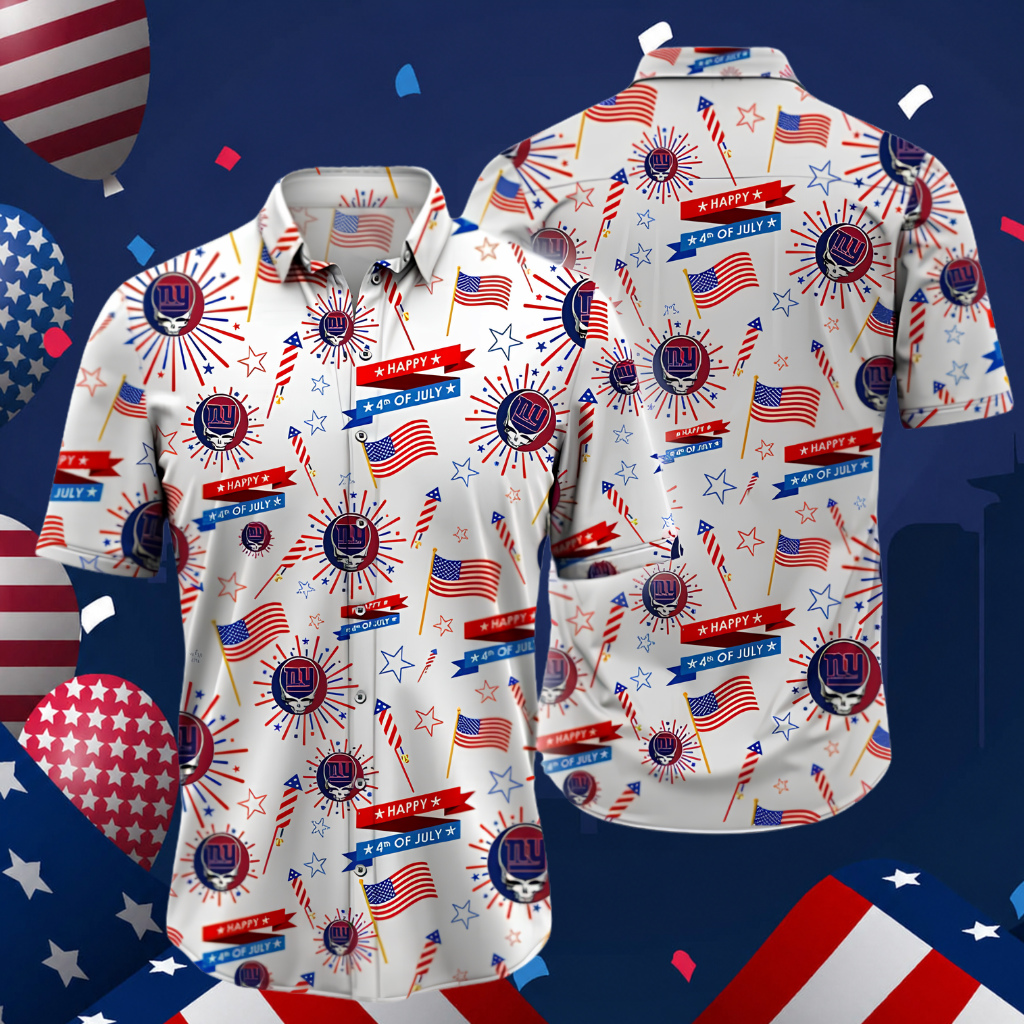 [SPECIAL OFFER] NEW CUSTOMIZED NFL32 NYG NEW YORK GIANTS PATRIOTIC 250 USA HAWAIIAN SHIRT
