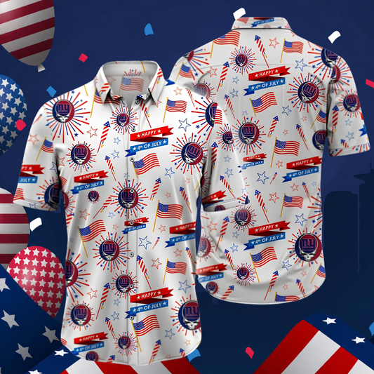 [SPECIAL OFFER] NEW CUSTOMIZED NFL32 NYG NEW YORK GIANTS PATRIOTIC 250 USA HAWAIIAN SHIRT