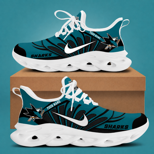 [SUPER SALE] NEW CUSTOMIZED NHL32 SJS SAN JOSE SHARKS CLUNKY SNEAKERS