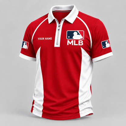 [FLASH SALE] NEW CUSTOMIZED MLB32 ALL TEAMS ZIP POLO SHIRT