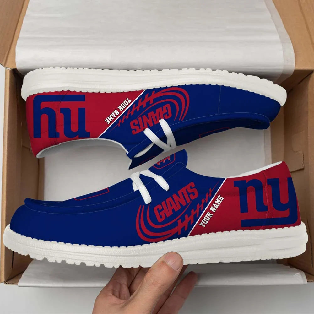 [SPECIAL OFFER] NEW CUSTOMIZED NFL32 NYG NEW YORK GIANTS LOAFER SHOES
