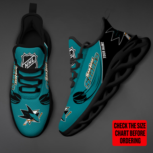 [SUPER SALE] NEW CUSTOMIZED NHL32 SJS SAN JOSE SHARKS CLUNKY SNEAKERS