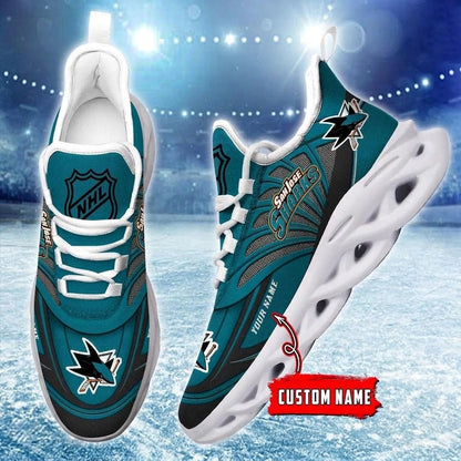 [SUPER SALE] NEW CUSTOMIZED NHL32 SJS SAN JOSE SHARKS CLUNKY SNEAKERS