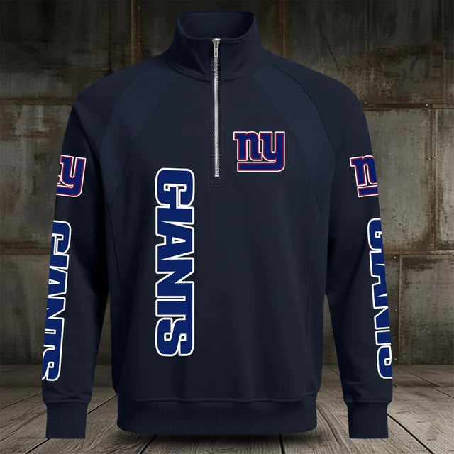 [SPECIAL OFFER] NEW CUSTOMIZED NFL32 NYG NEW YORK GIANTS MEN'S MULTICOLOR QUARTER-ZIP PULLOVER