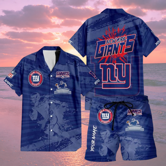 [SPECIAL OFFER] NEW CUSTOMIZED NFL32 NYG NEW YORK GIANTS UNISEX HAWAIIAN SHIRT & SHORTS SET