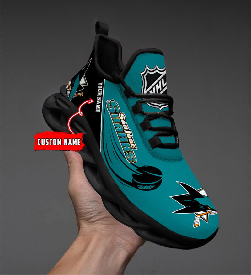 [SUPER SALE] NEW CUSTOMIZED NHL32 SJS SAN JOSE SHARKS CLUNKY SNEAKERS