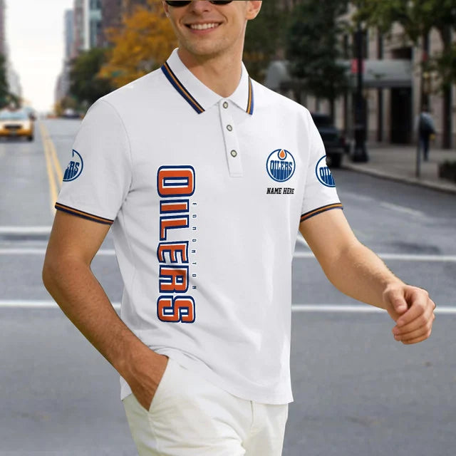 [SUPER SALE] NEW CUSTOMIZED NHL03 EMO EDMONTON OILERS POLO SHIRT