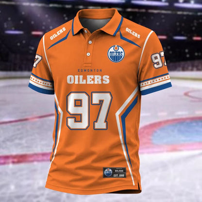 [SUPER SALE] NEW CUSTOMIZED NHL03 EMO EDMONTON OILERS POLO SHIRT
