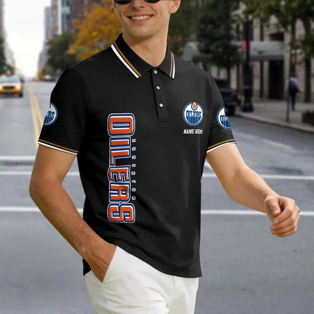 [SUPER SALE] NEW CUSTOMIZED NHL03 EMO EDMONTON OILERS POLO SHIRT