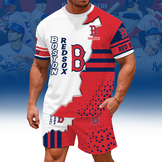 [FLASH SALE] NEW CUSTOMIZED MLB03 BRS BOSTON RED SOX UNISEX T-SHIRT & SHORTS SET