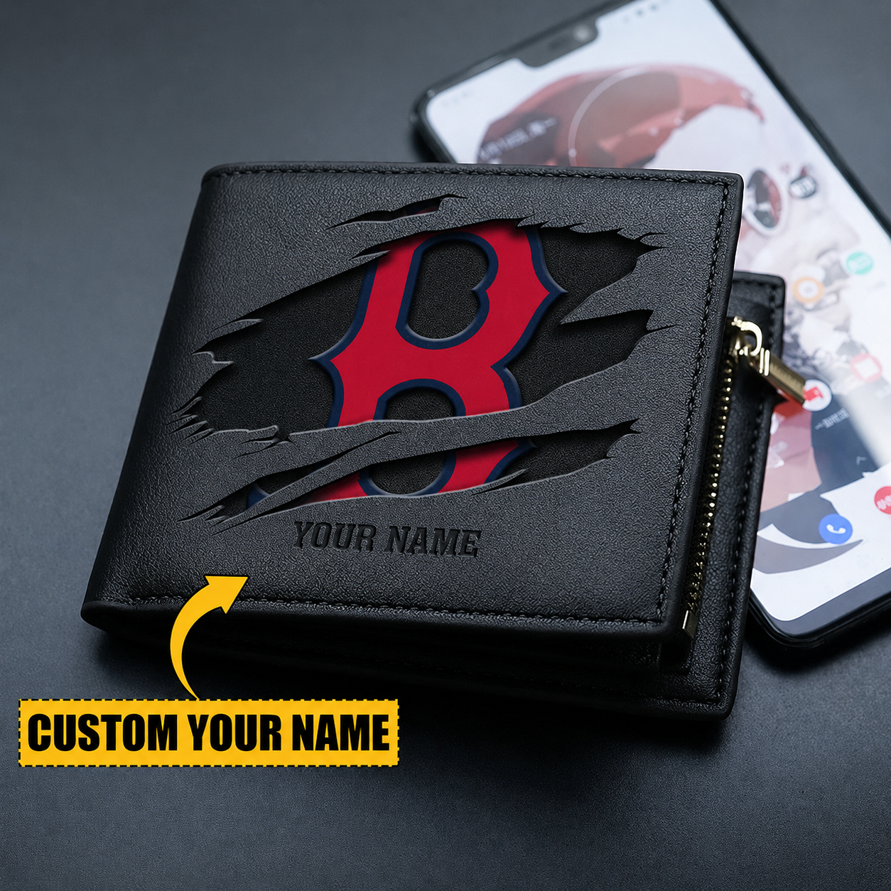 [FLASH SALE] NEW CUSTOMIZED MLB03 BRS BOSTON RED SOX LEATHER WALLET