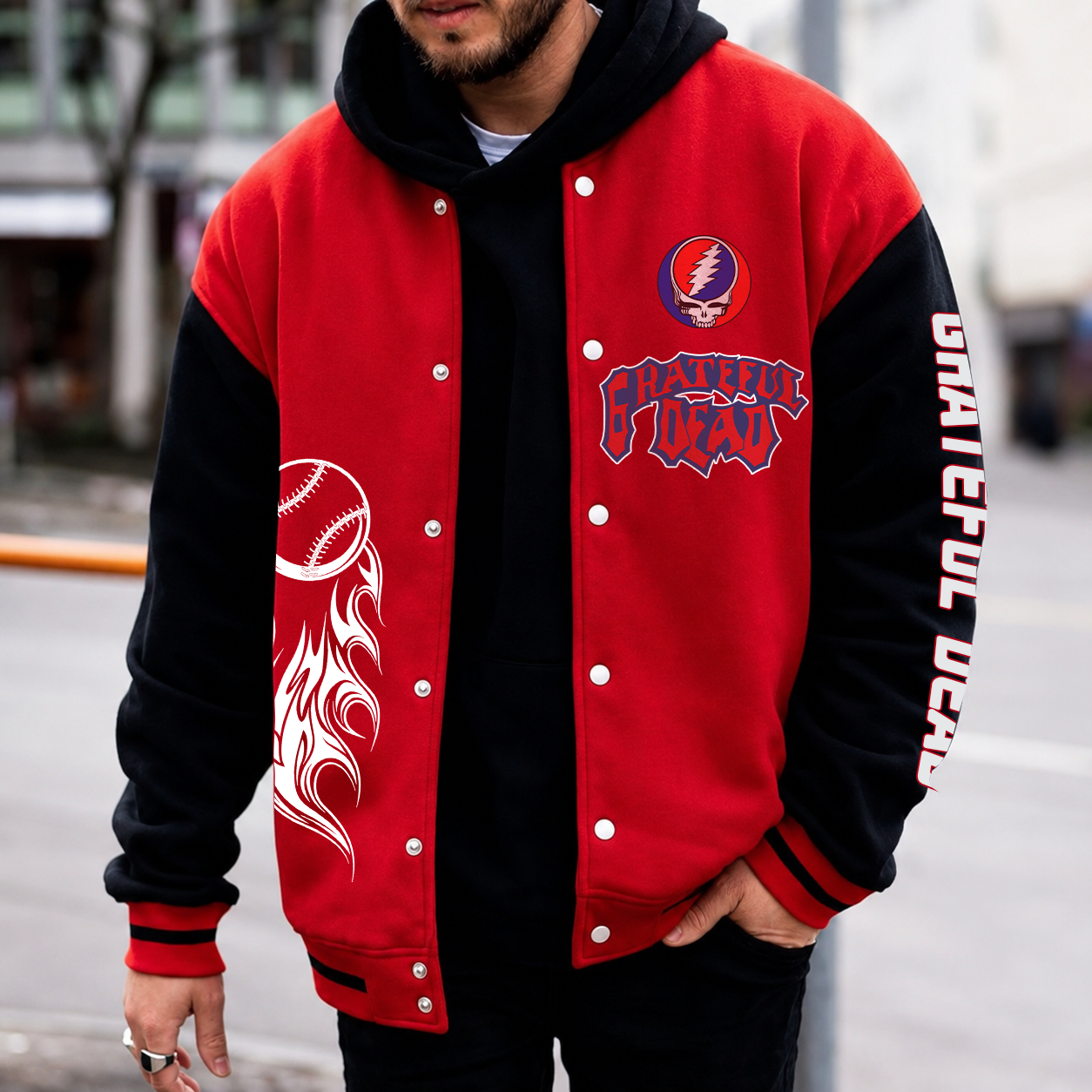 [FAN EXCLUSIVE] NEW CUSTOMIZED GRATEFUL DEAD SATIN VARSITY & BASEBALL JACKET