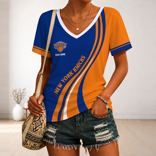 [HOT DEAL] NEW CUSTOMIZED NBA04 NYK NEW YORK KNICKS V-NECK FEMALE SHIRT