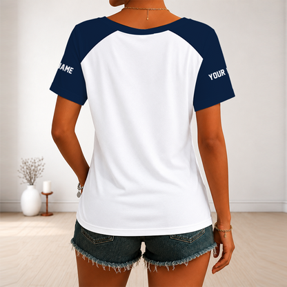 [FAN FAVORITE] NEW CUSTOMIZED WNBA04 DLW DALLAS WINGS V-NECK FEMALE SHIRT