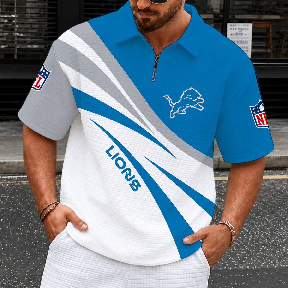 [SPECIAL OFFER] NEW CUSTOMIZED NFL07 LVR LAS VEGAS RAIDERS QUARTER-ZIP POLO SHIRT