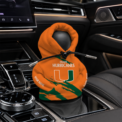 [FAN FAVORITE] NEW CUSTOMIZED NCAA CWS04 MIH MIAMI HURRICANES AUTOMOTIVE HOODIE SHIFT KNOB COVER