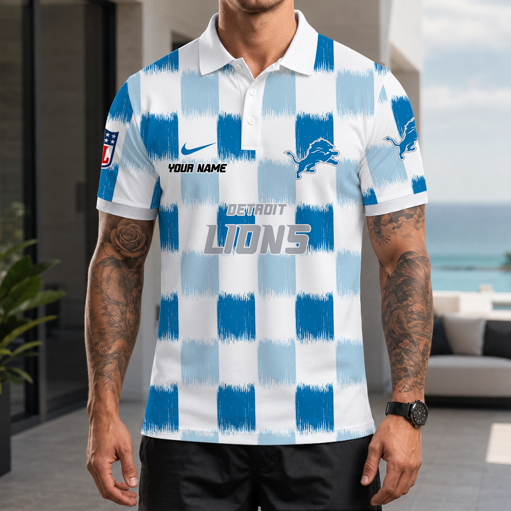 [SPECIAL OFFER] NEW CUSTOMIZED NFL04 DTL DETROIT LIONS POLO SHIRT