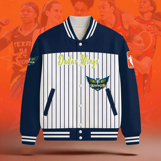 [FAN FAVORITE] NEW CUSTOMIZED WNBA04 DLW DALLAS WINGS BASEBALL JACKET