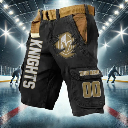 [SUPER SALE] NEW CUSTOMIZED NHL04 VGK VEGAS GOLDEN KNIGHTS CARGO SHORTS
