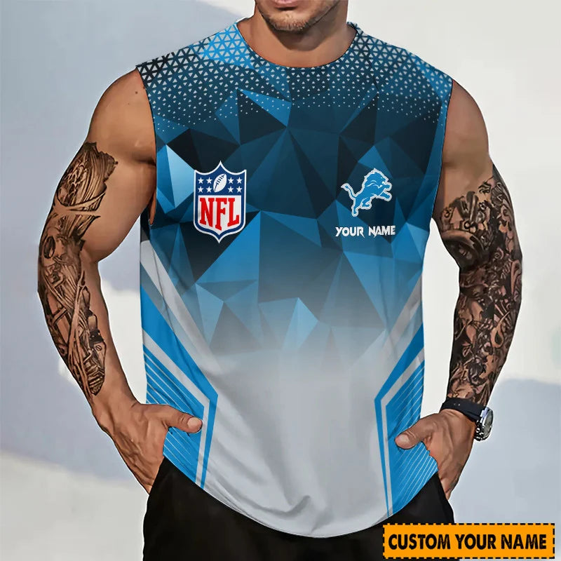 [SPECIAL OFFER] NEW CUSTOMIZED NFL04 DTL DETROIT LIONS MEN'S GYM SHIRT