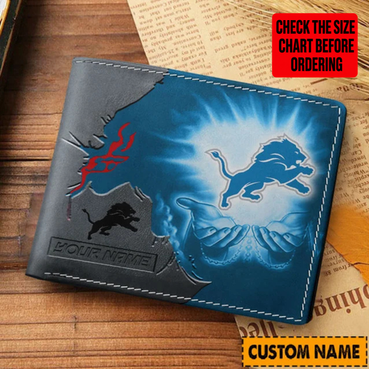 [SPECIAL OFFER] NEW CUSTOMIZED NFL04 DTL DETROIT LIONS LEATHER WALLET