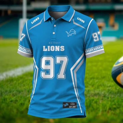 [SPECIAL OFFER] NEW CUSTOMIZED NFL04 DTL DETROIT LIONS POLO SHIRT