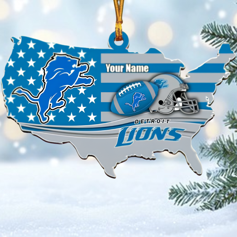 [SPECIAL OFFER] NEW CUSTOMIZED NFL04 DTL DETROIT LIONS CHRISTMAS ACRYLIC ORNAMENT