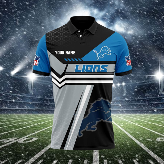 [SPECIAL OFFER] NEW CUSTOMIZED NFL04 DTL DETROIT LIONS POLO SHIRT