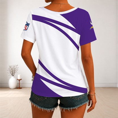 [SPECIAL OFFER] NEW CUSTOMIZED NFL05 MVK MINNESOTA VIKINGS V-NECK FEMALE SHIRT