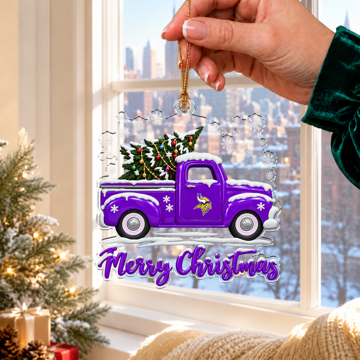 [SPECIAL OFFER] NEW CUSTOMIZED NFL05 MVK MINNESOTA VIKINGS CHRISTMAS ACRYLIC ORNAMENT