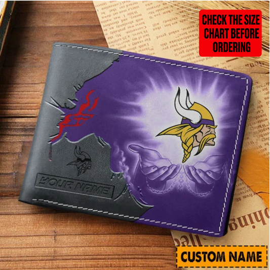 [SPECIAL OFFER] NEW CUSTOMIZED NFL05 MVK MINNESOTA VIKINGS LEATHER WALLET