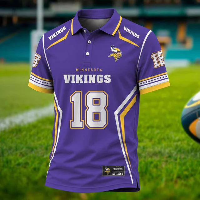 [SPECIAL OFFER] NEW CUSTOMIZED NFL05 MVK MINNESOTA VIKINGS POLO SHIRT