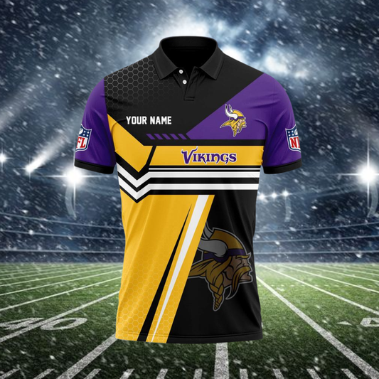 [SPECIAL OFFER] NEW CUSTOMIZED NFL05 MVK MINNESOTA VIKINGS POLO SHIRT