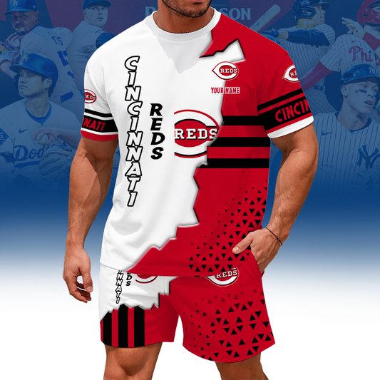 [FLASH SALE] NEW CUSTOMIZED MLB05 CRS CINCINNATI REDS UNISEX T-SHIRT & SHORTS SET