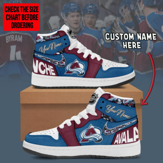 [SUPER SALE] NEW CUSTOMIZED NHL05 CAL COLORADO AVALANCHE AIR JORDAN SNEAKERS