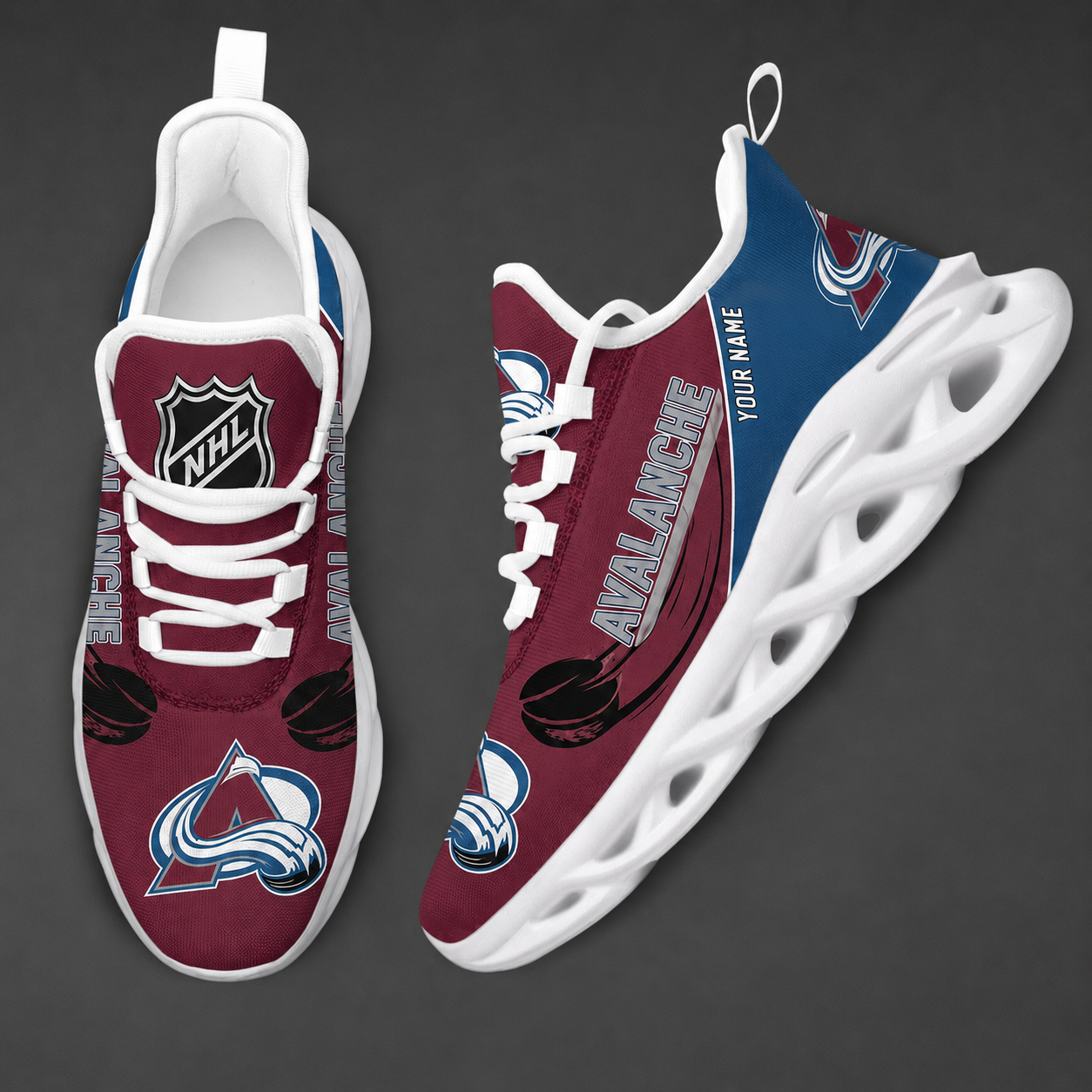 [SUPER SALE] NEW CUSTOMIZED NHL05 CAL COLORADO AVALANCHE CLUNKY SNEAKERS