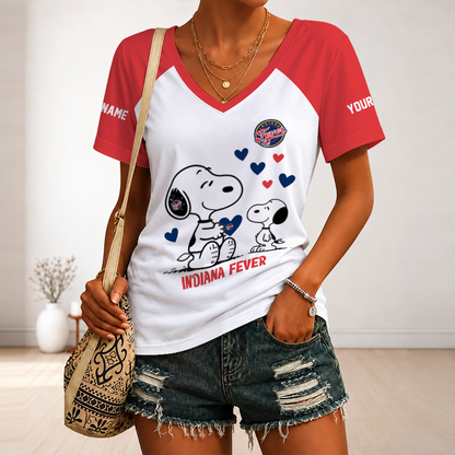 [FAN FAVORITE] NEW CUSTOMIZED WNBA06 IDF INDIANA FEVER V-NECK FEMALE SHIRT
