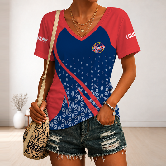 [FAN FAVORITE] NEW CUSTOMIZED WNBA06 IDF INDIANA FEVER V-NECK FEMALE SHIRT