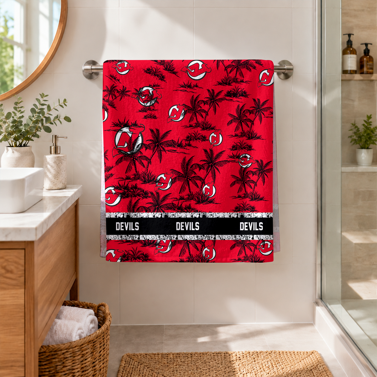 [SUPER SALE] NEW CUSTOMIZED NHL06 NJD NEW JERSEY DEVILS BEACH TOWEL