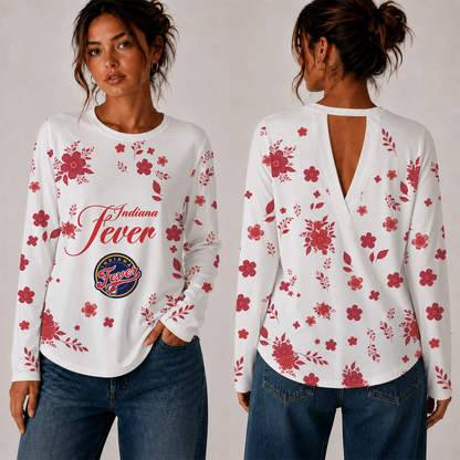 [FAN FAVORITE] NEW CUSTOMIZED WNBA06 IDF INDIANA FEVER WOMEN'S BACK V-CUT LONG-SLEEVE SHIRT