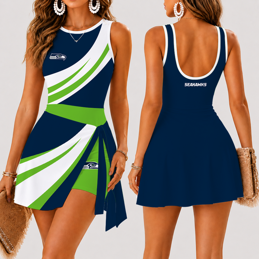 [SPECIAL OFFER] NEW CUSTOMIZED NFL06 SSH SEATTLE SEAHAWKS WOMEN'S SUMMER SKORT DRESS