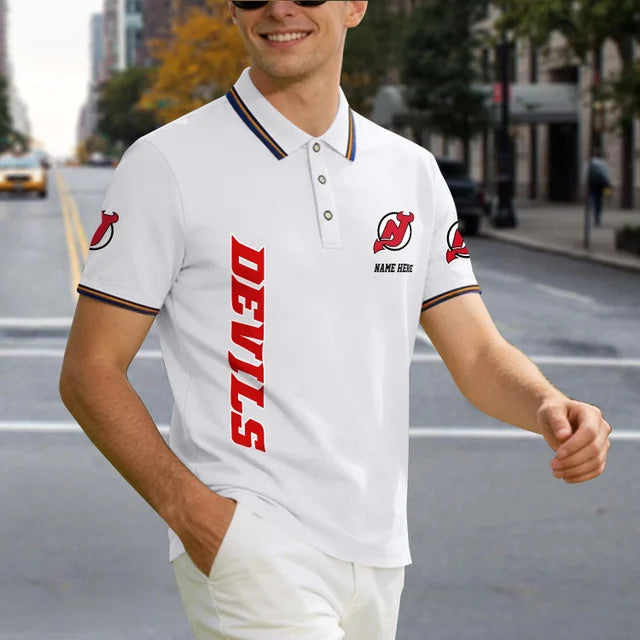 [SUPER SALE] NEW CUSTOMIZED NHL06 NJD NEW JERSEY DEVILS POLO SHIRT